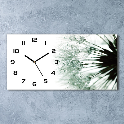 Horizontal rectangular wall clock Dandelion seeds