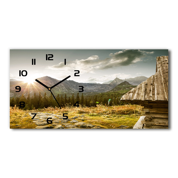 Horizontal rectangular wall clock House in the mountains