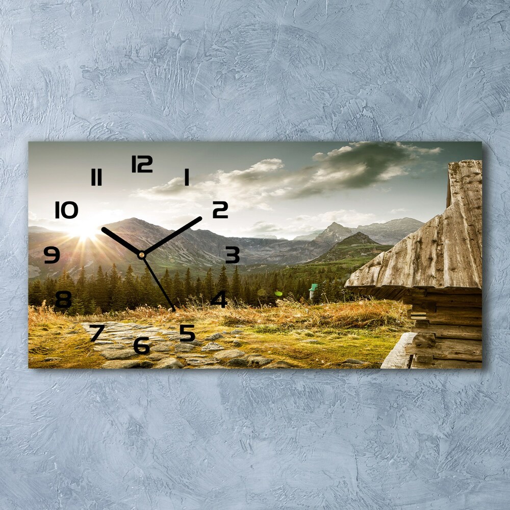 Horizontal rectangular wall clock House in the mountains