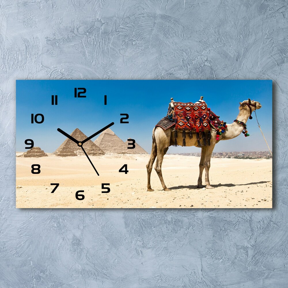 Horizontal rectangular wall clock A camel in Cairo