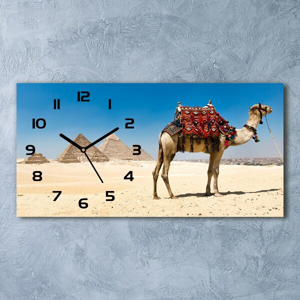 Horizontal rectangular wall clock A camel in Cairo