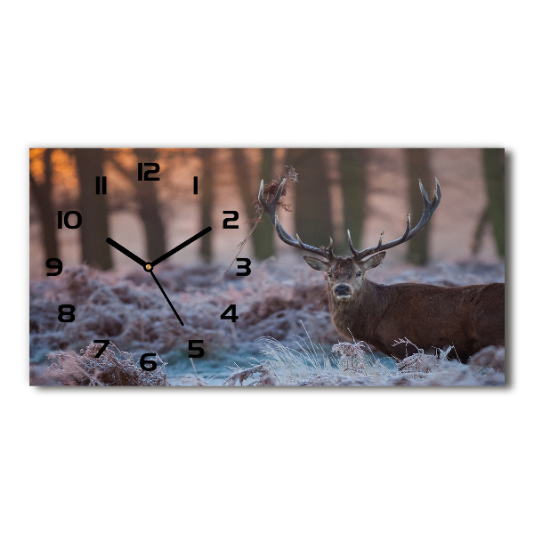 Horizontal rectangular wall clock Deer about the east