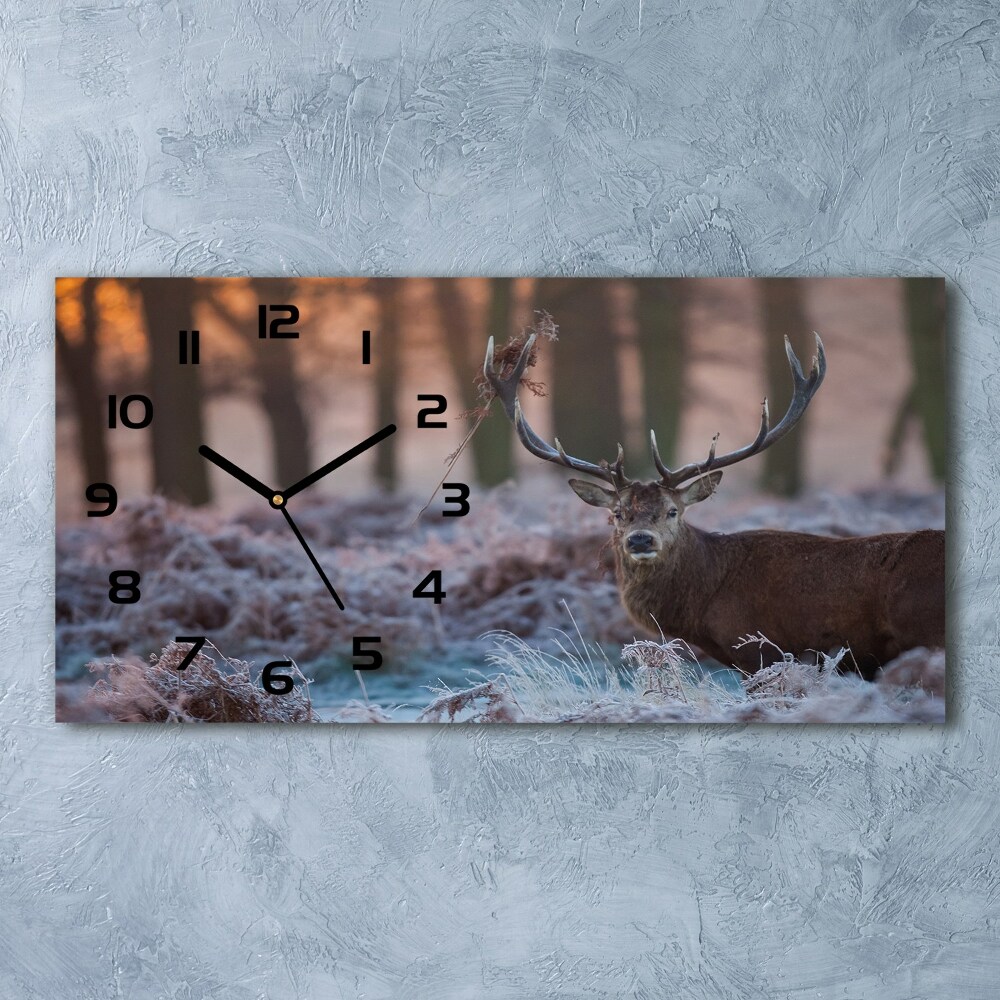 Horizontal rectangular wall clock Deer about the east