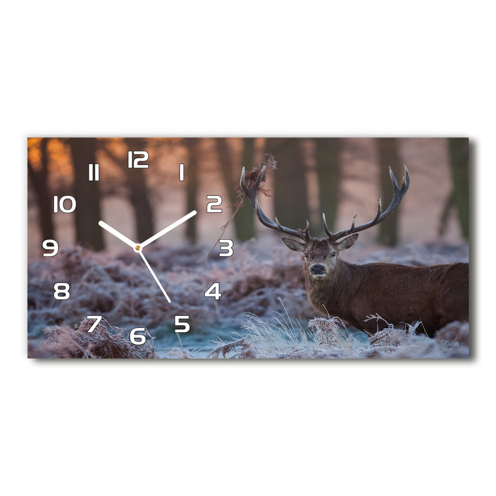 Horizontal rectangular wall clock Deer about the east