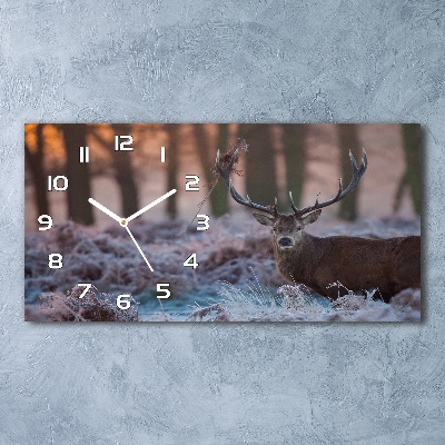 Horizontal rectangular wall clock Deer about the east