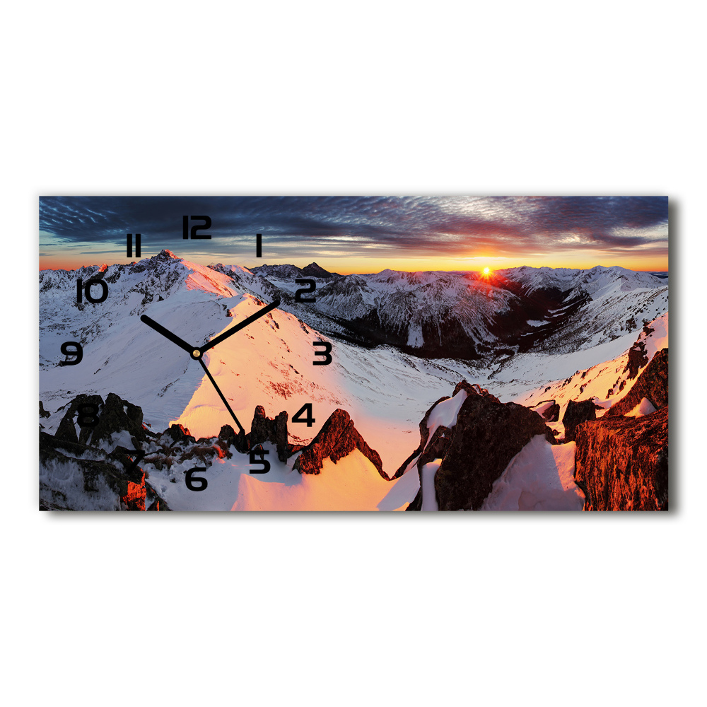 Horizontal wall clock Mountains in winter