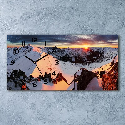 Horizontal wall clock Mountains in winter