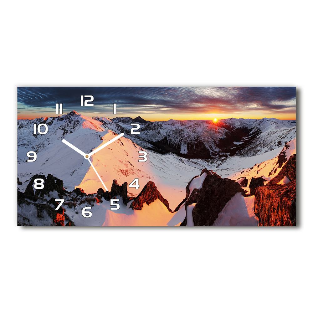 Horizontal wall clock Mountains in winter