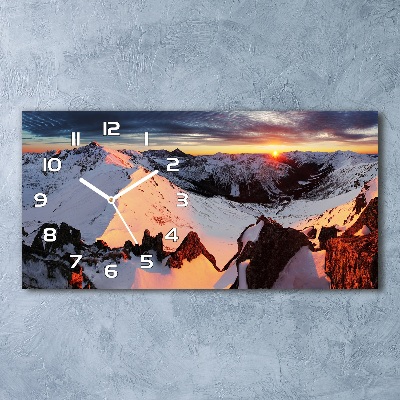 Horizontal wall clock Mountains in winter