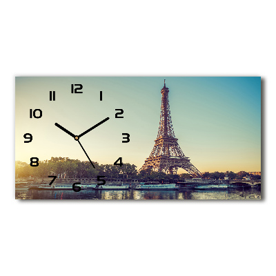 Horizontal rectangular wall clock Eiffel Paris tower