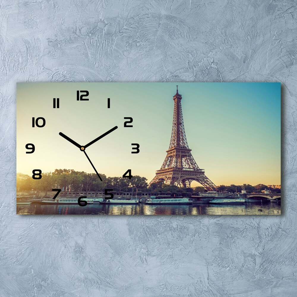 Horizontal rectangular wall clock Eiffel Paris tower