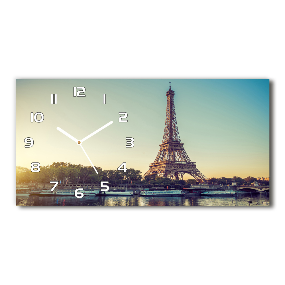 Horizontal rectangular wall clock Eiffel Paris tower