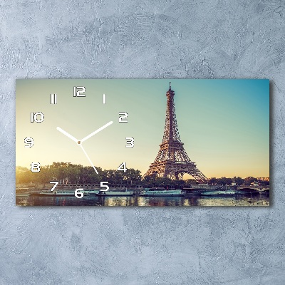 Horizontal rectangular wall clock Eiffel Paris tower