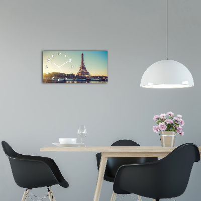 Horizontal rectangular wall clock Eiffel Paris tower