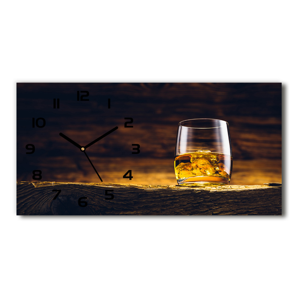 Horizontal wall clock Bourbon in a glass