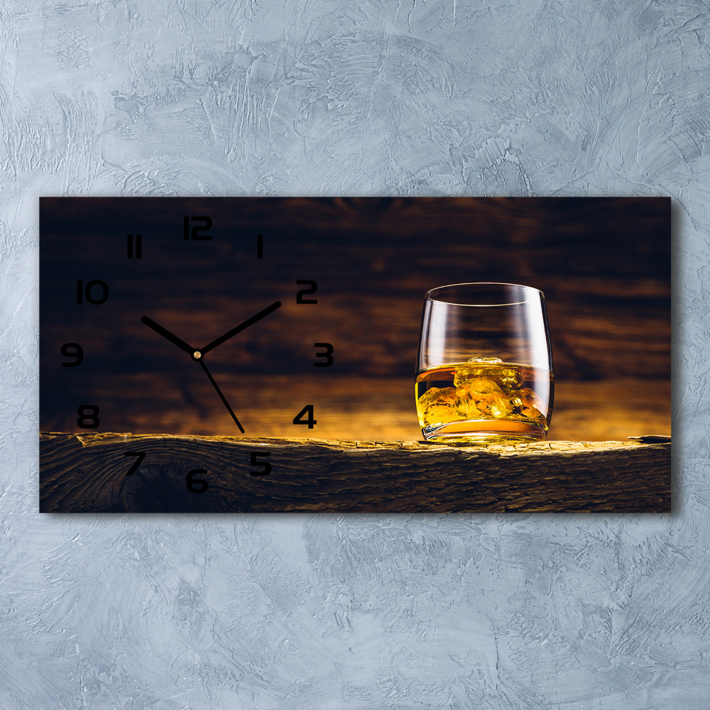 Horizontal wall clock Bourbon in a glass