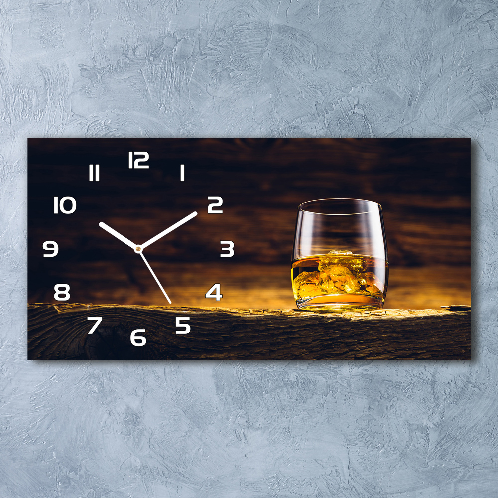 Horizontal wall clock Bourbon in a glass