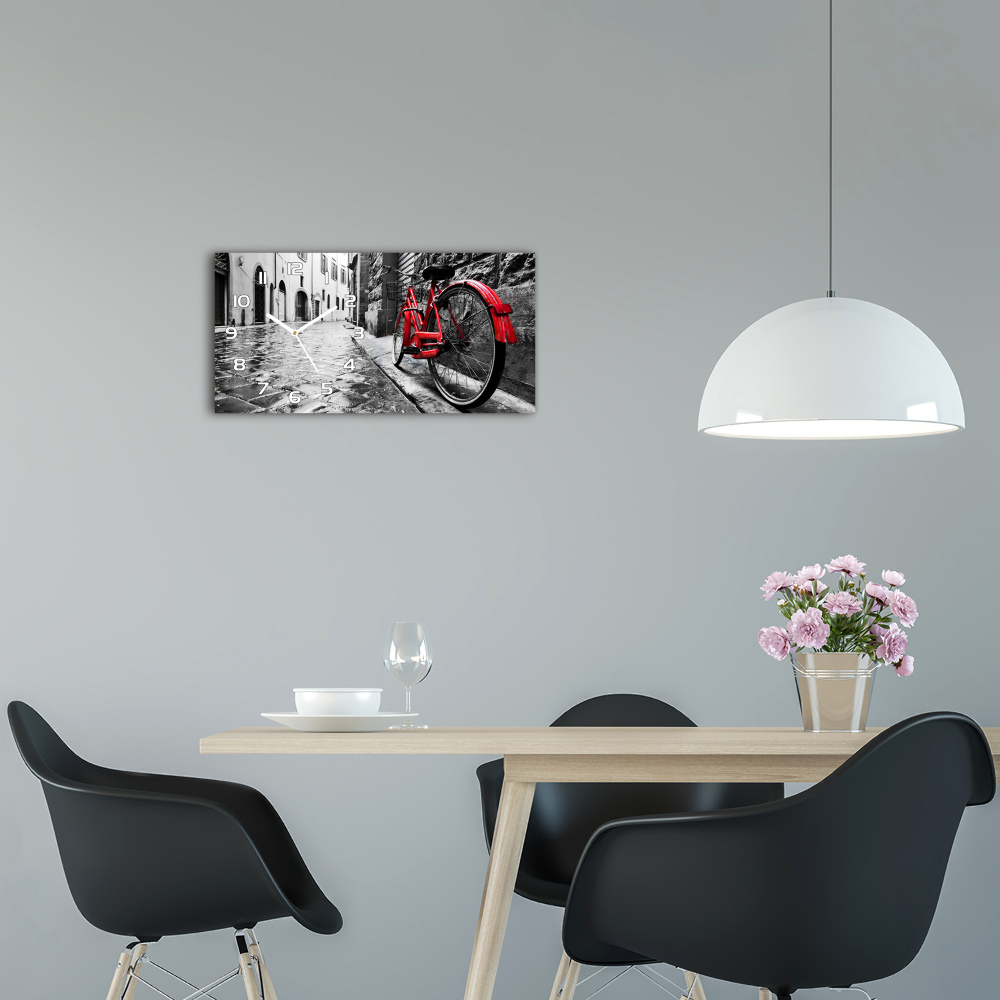 Horizontal wall clock Red bike