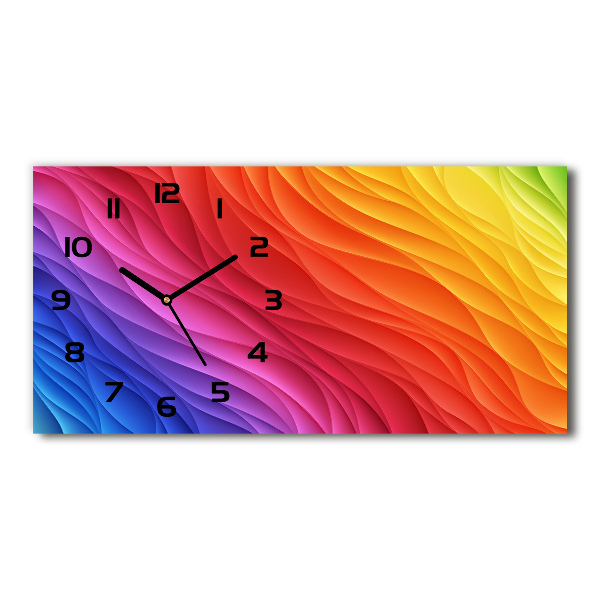 Horizontal rectangular wall clock Colorful waves