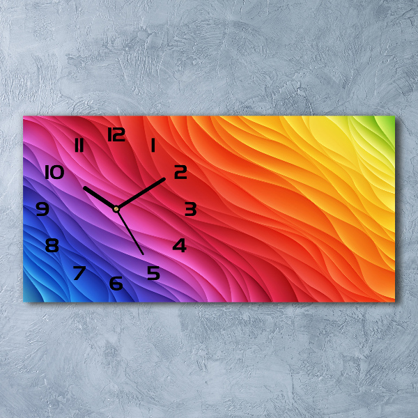Horizontal rectangular wall clock Colorful waves