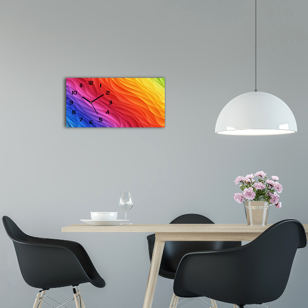 Horizontal rectangular wall clock Colorful waves