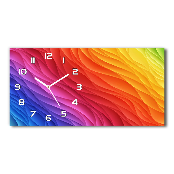 Horizontal rectangular wall clock Colorful waves
