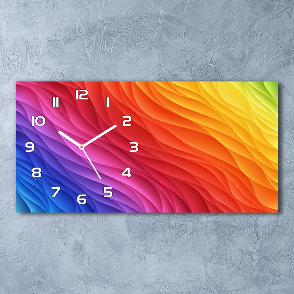 Horizontal rectangular wall clock Colorful waves