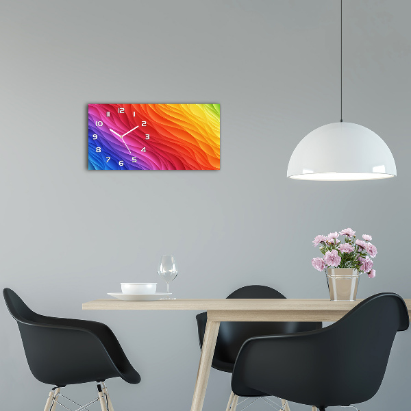 Horizontal rectangular wall clock Colorful waves