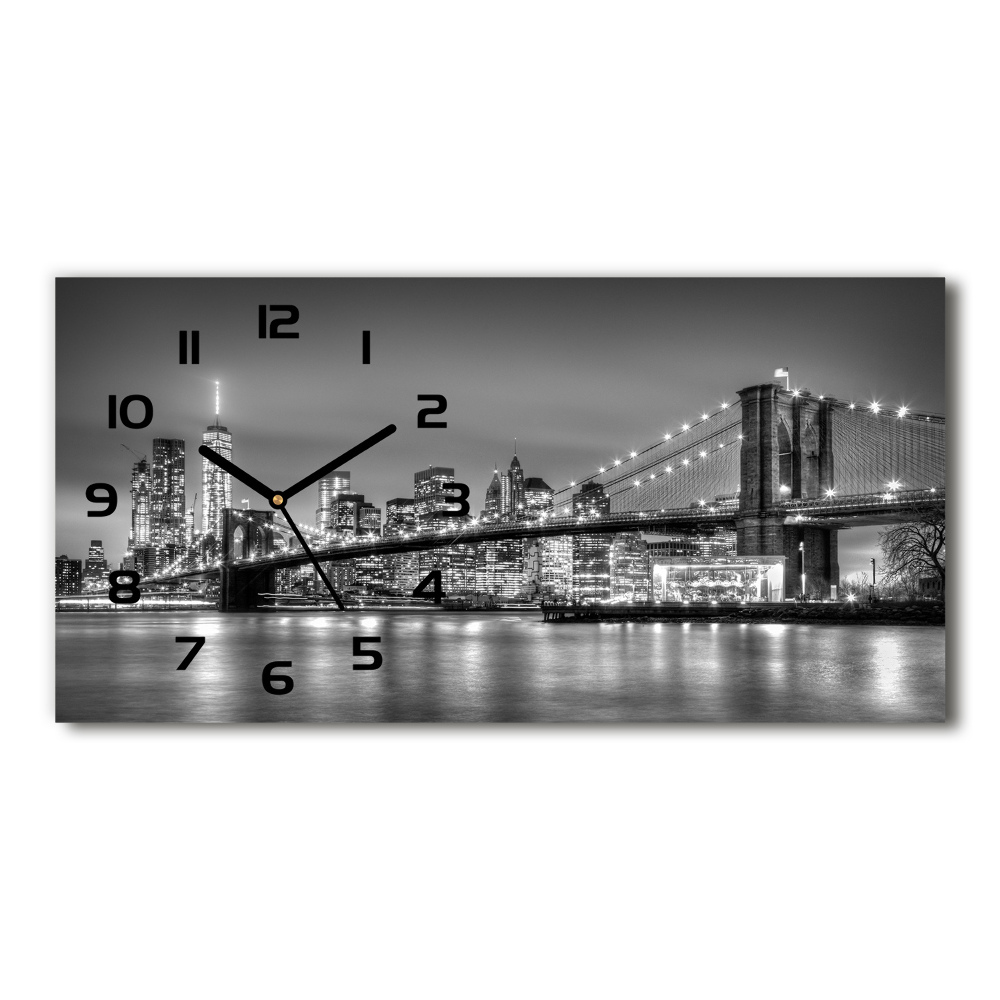 Horizontal rectangular wall clock Brooklyn bridge