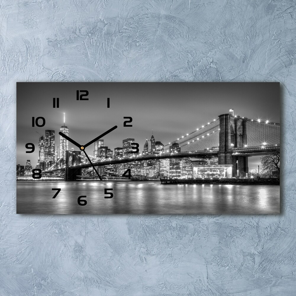 Horizontal rectangular wall clock Brooklyn bridge