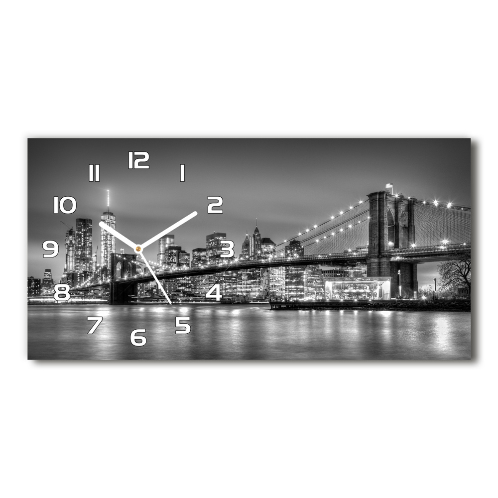 Horizontal rectangular wall clock Brooklyn bridge