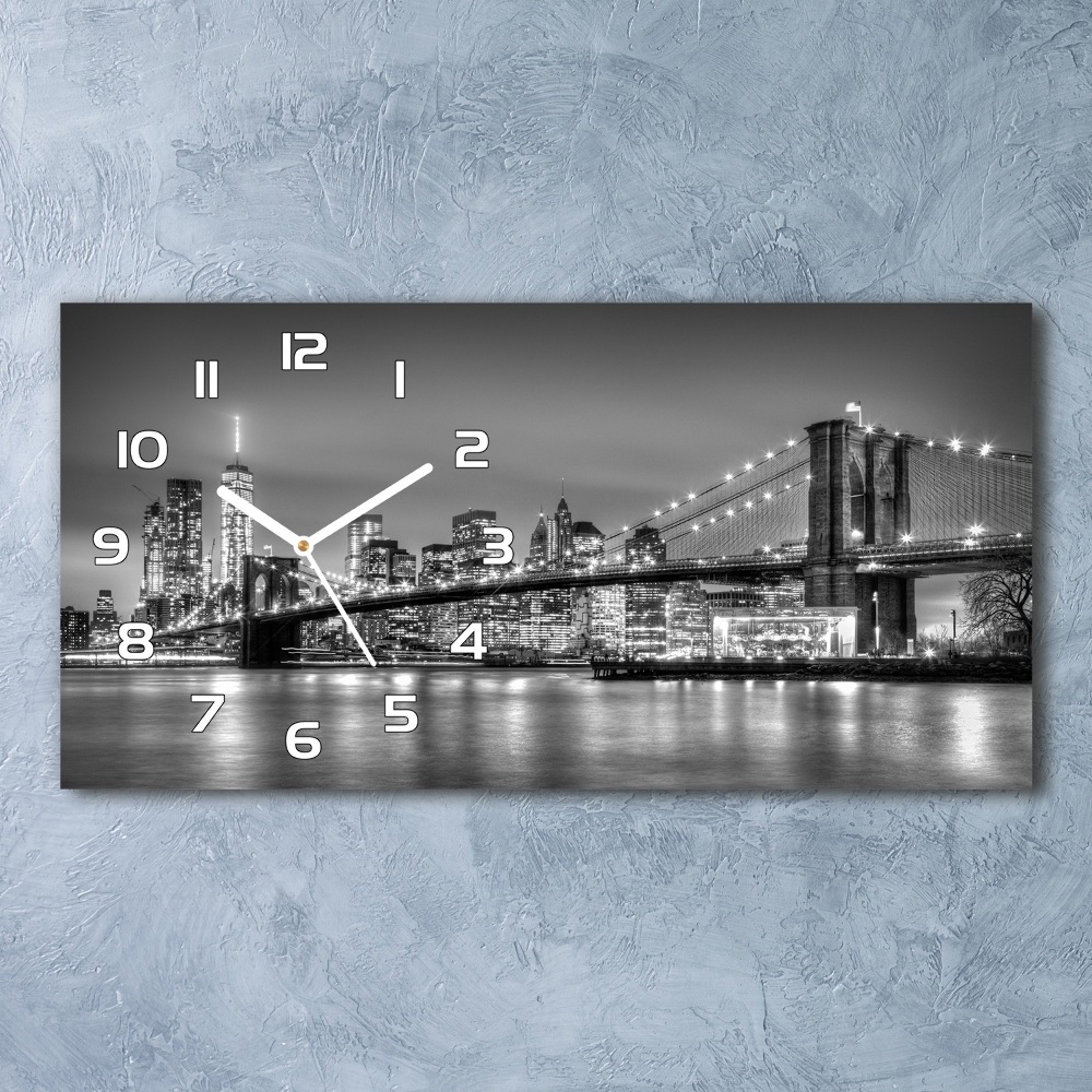 Horizontal rectangular wall clock Brooklyn bridge