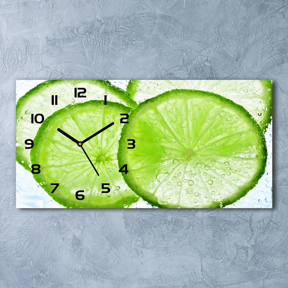 Horizontal wall clock Lime underwater