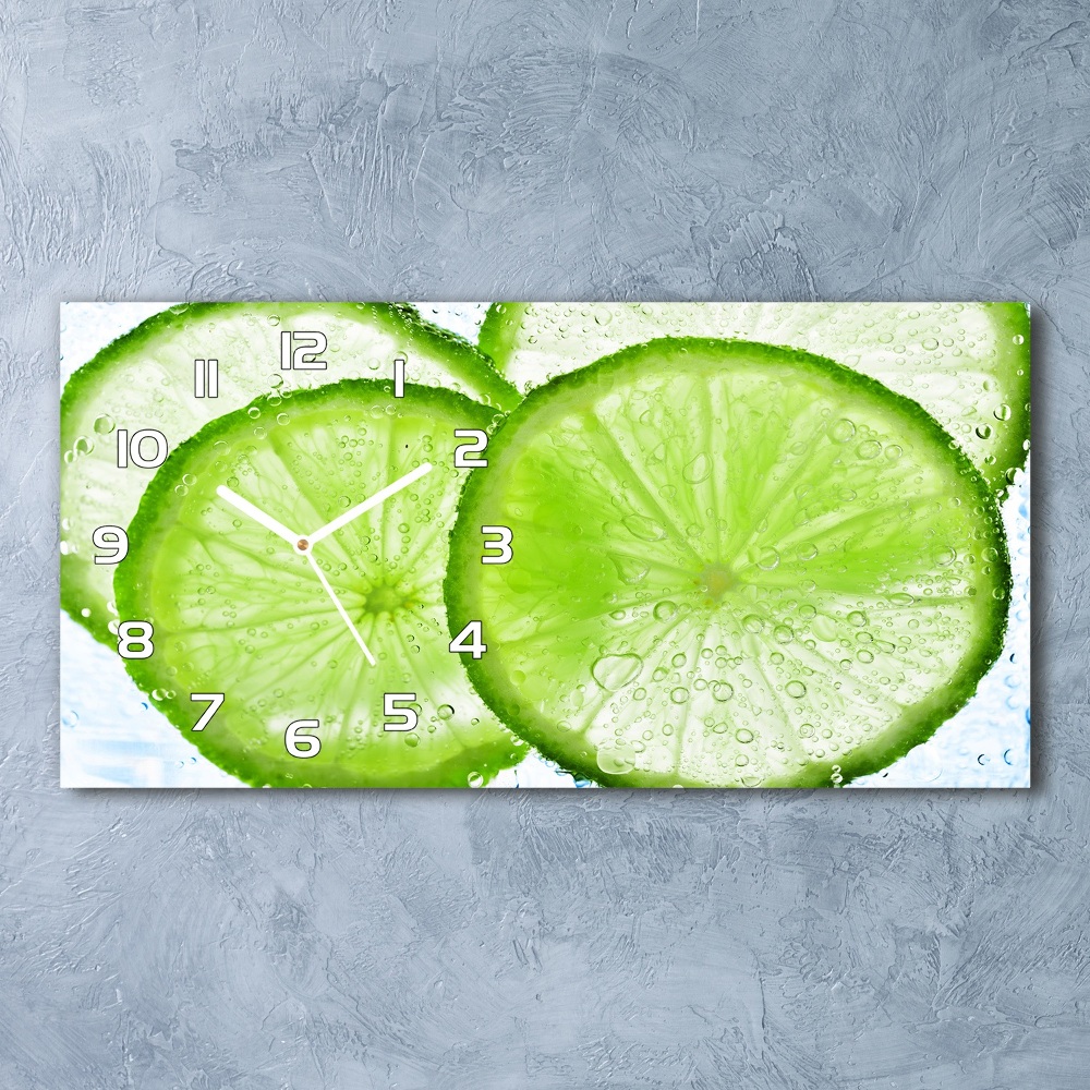 Horizontal wall clock Lime underwater