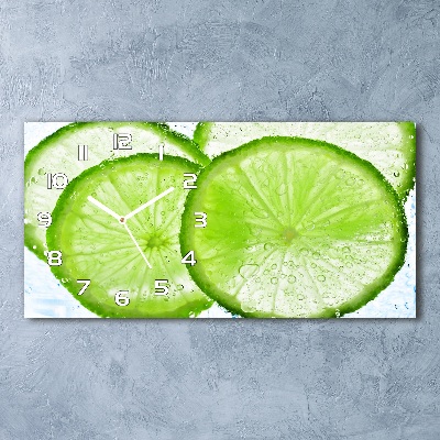 Horizontal wall clock Lime underwater