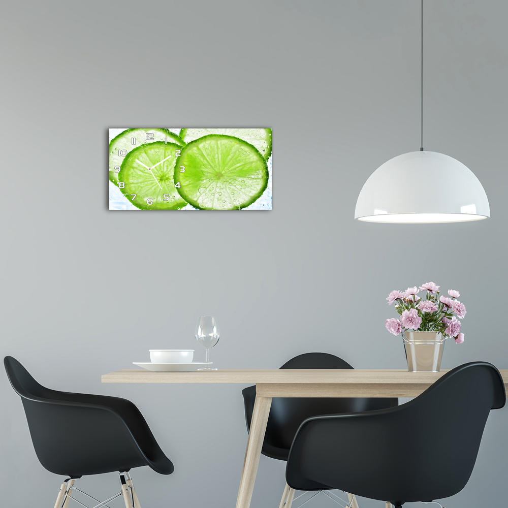 Horizontal wall clock Lime underwater