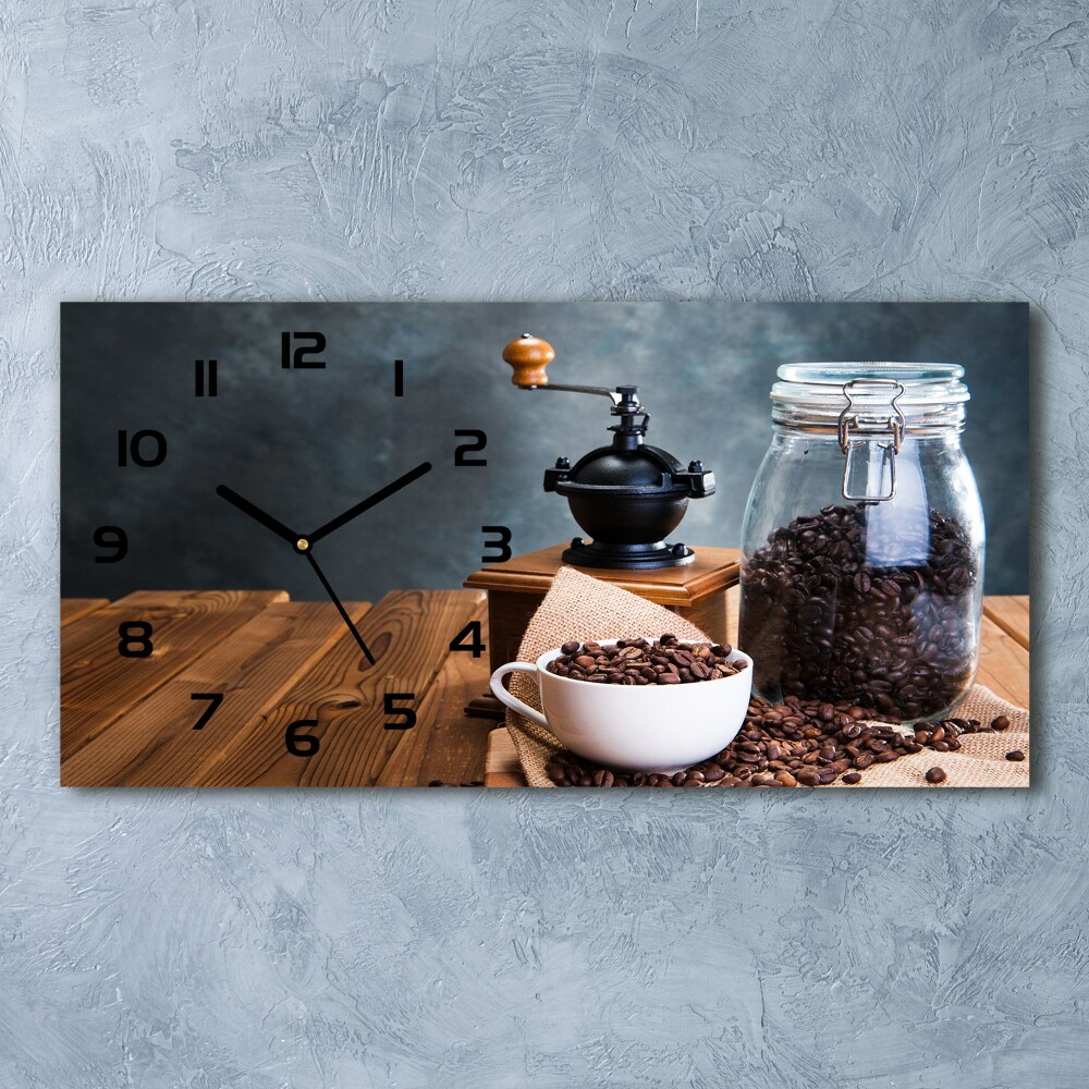 Horizontal rectangular wall clock Coffee grinder