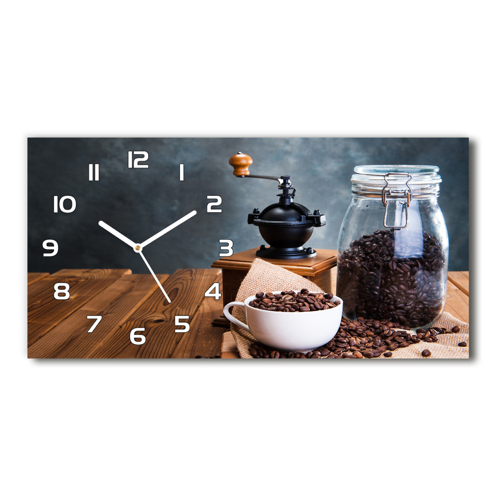 Horizontal rectangular wall clock Coffee grinder