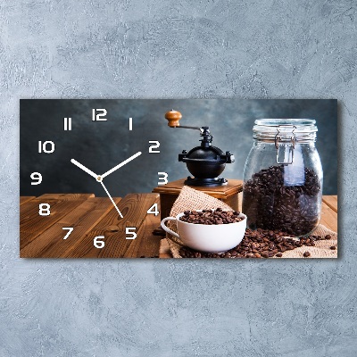 Horizontal rectangular wall clock Coffee grinder