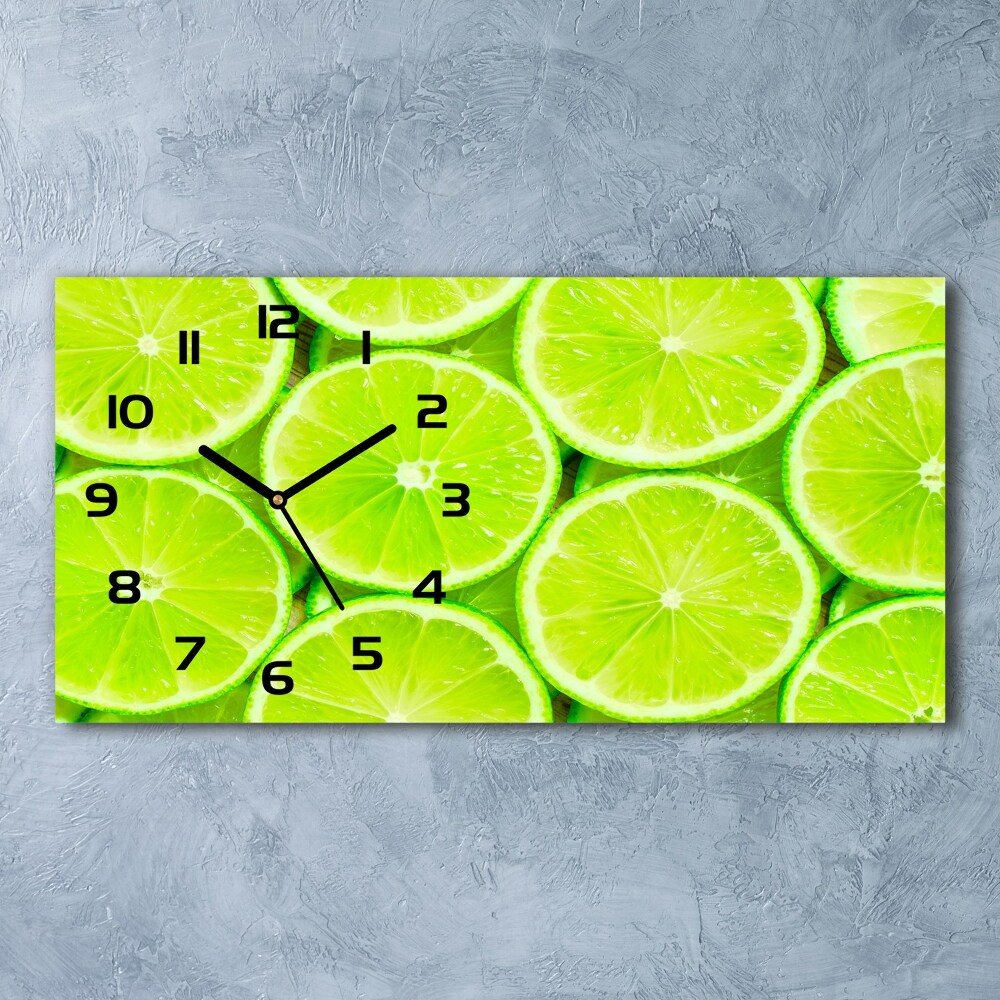 Horizontal rectangular wall clock Lime