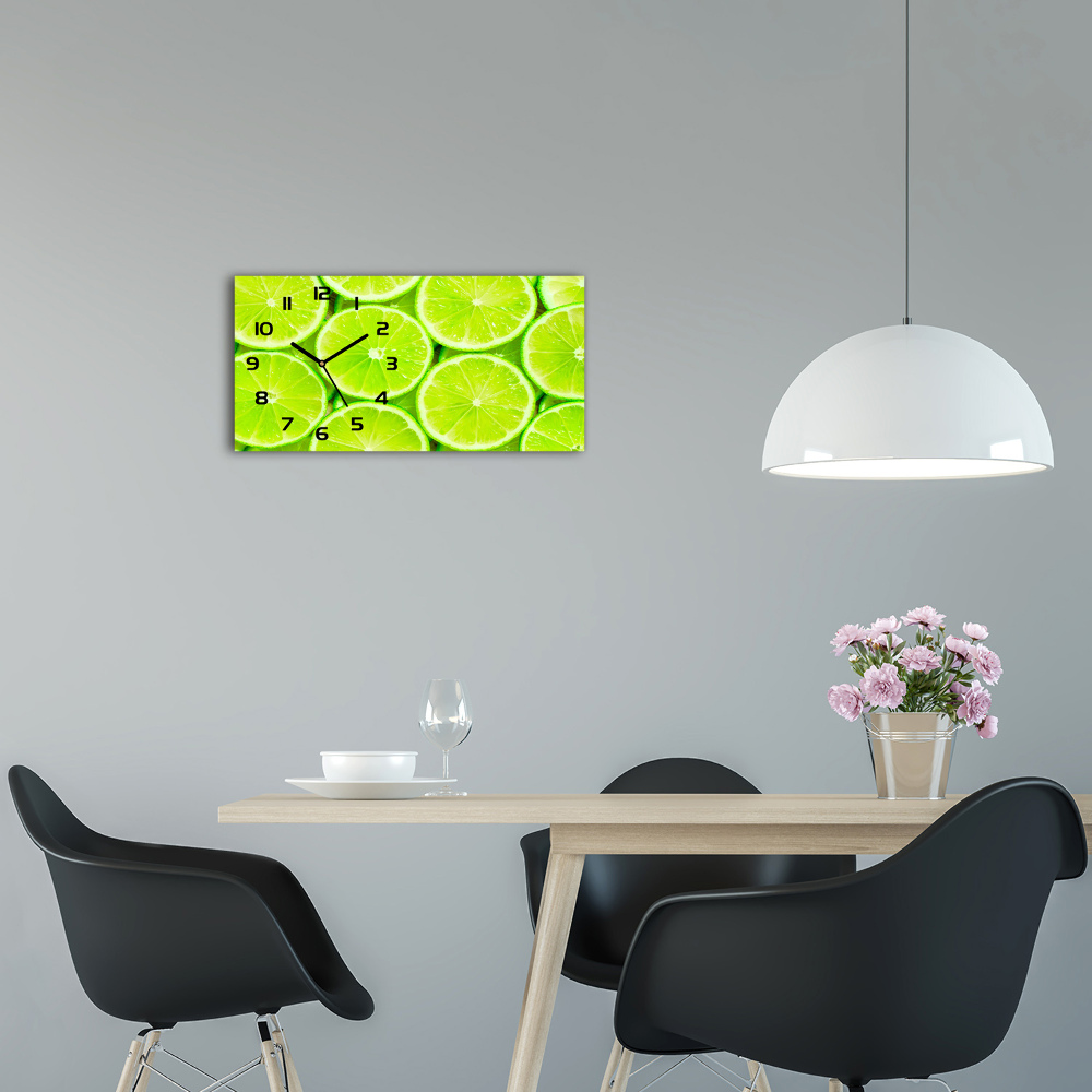 Horizontal rectangular wall clock Lime