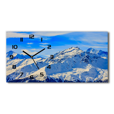 Horizontal rectangular wall clock Alps in winter