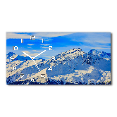 Horizontal rectangular wall clock Alps in winter