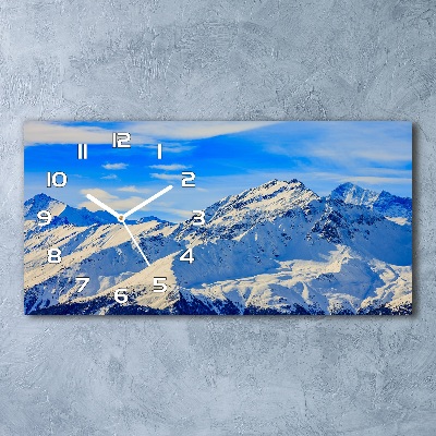 Horizontal rectangular wall clock Alps in winter