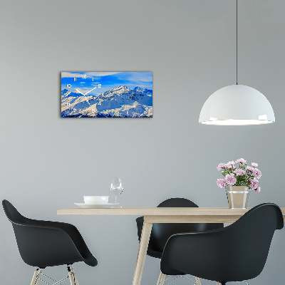 Horizontal rectangular wall clock Alps in winter