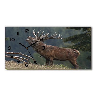 Horizontal wall clock Deer on the hill