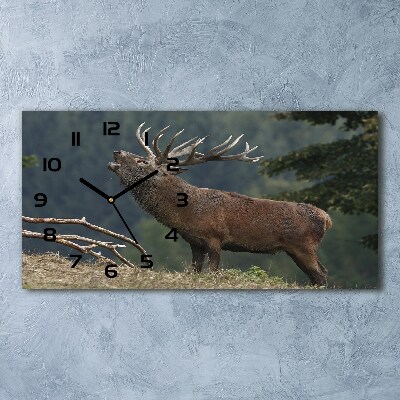 Horizontal wall clock Deer on the hill