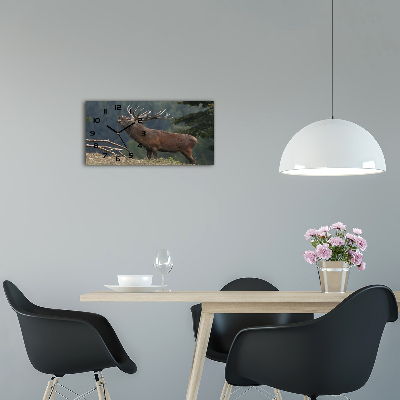 Horizontal wall clock Deer on the hill