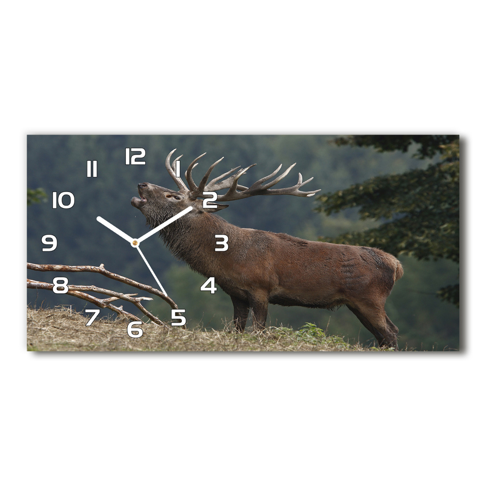 Horizontal wall clock Deer on the hill