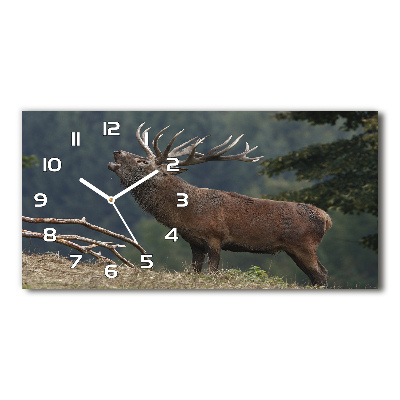 Horizontal wall clock Deer on the hill